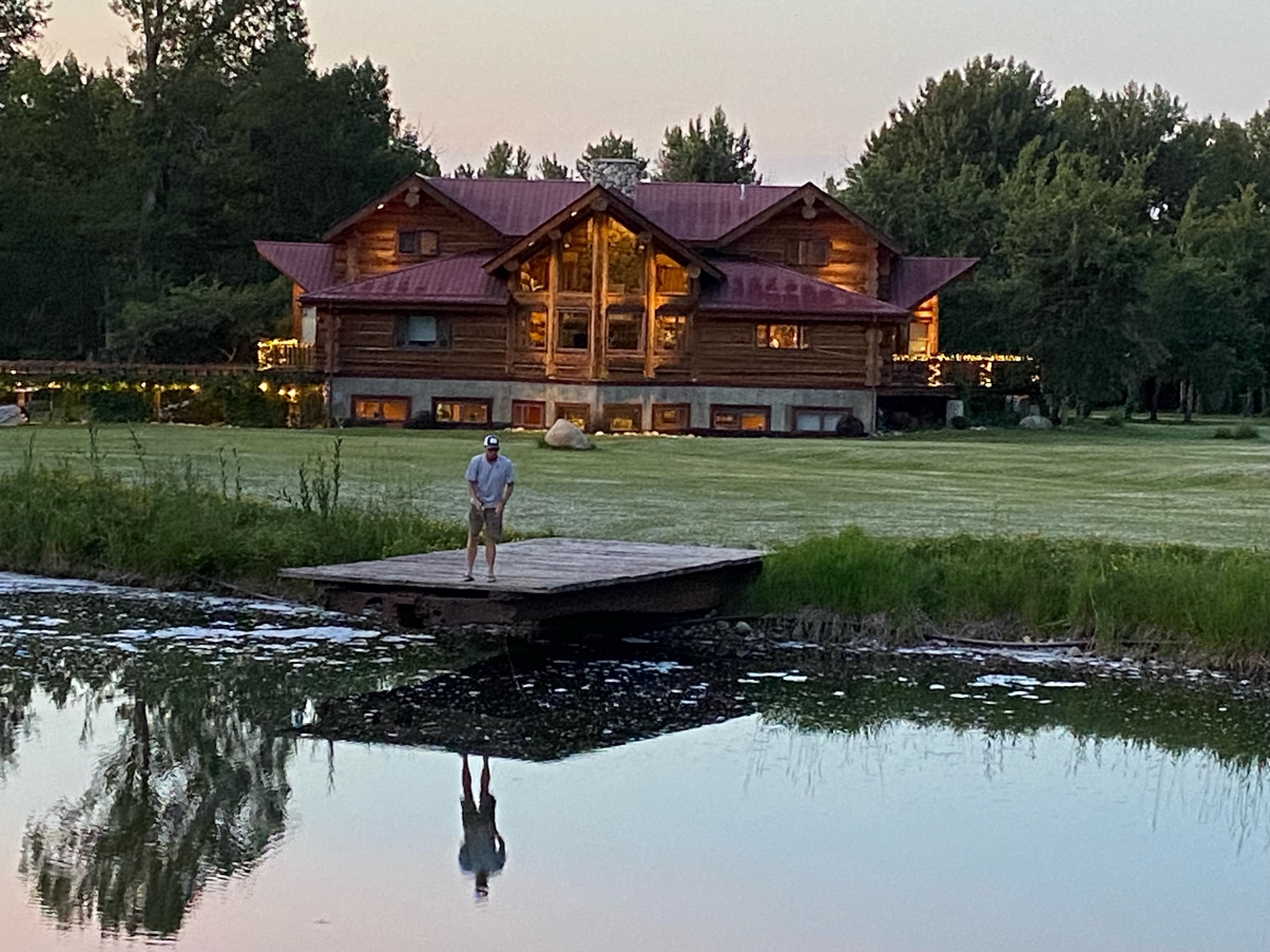 Montana Fly Fishing Lodge at dusk on East Rosebud Creek