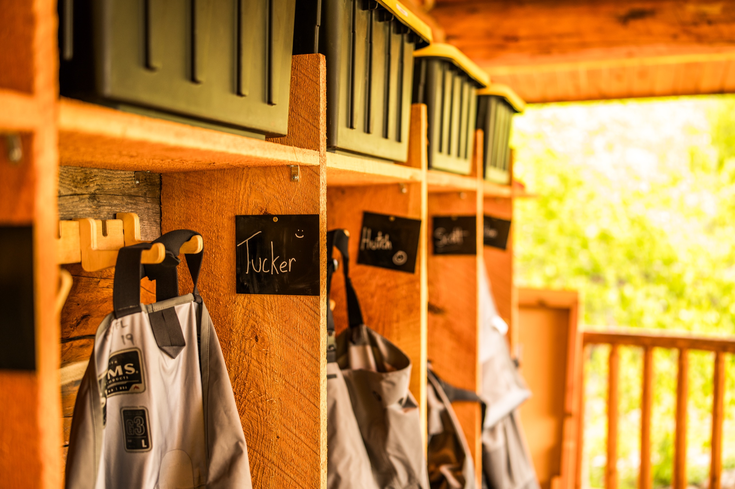 Personalized wader cubbies with guest names